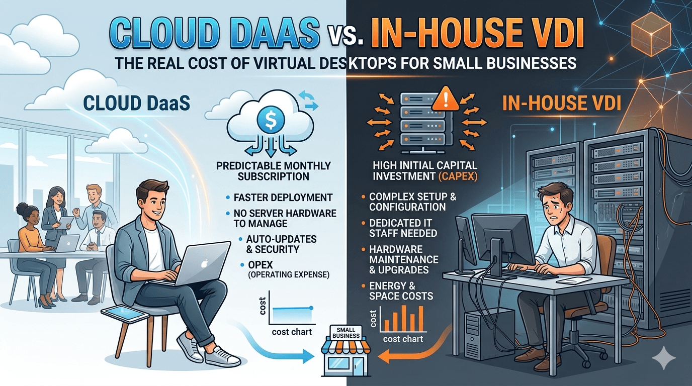 Cloud DaaS vs. In-House VDI: The Real Cost of Virtual Desktops for Small Businesses in 2026